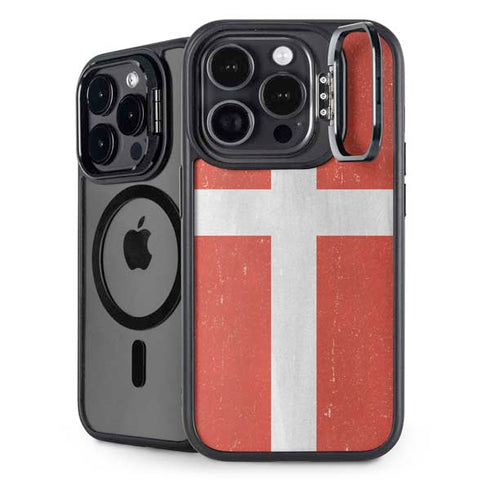 Denmark Flag Distressed iPhone 16 Pro Max Kickstand Case